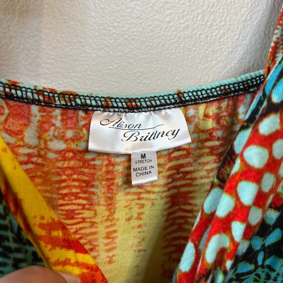 Allison Brittney Women's Stretch Multicolor Striped Tank Maxi Dress Size Medium - Picture 3 of 6